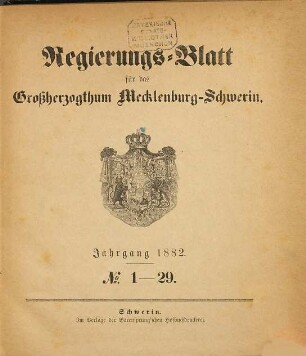 Regierungsblatt für Mecklenburg-Schwerin. 1882