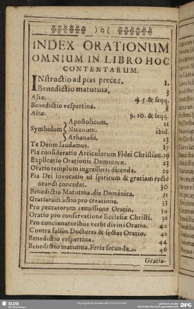 Index Orationum Omnium In Libro Hoc Contentarum