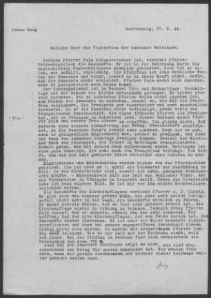 Entringen: Visitationsbericht 1944