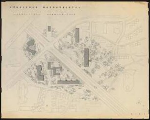 Hansaviertel Grünflächen südliches Hansaviertel. Interbau Berlin 1957: Lageplan Grünflächen Hammerbacher 1:500