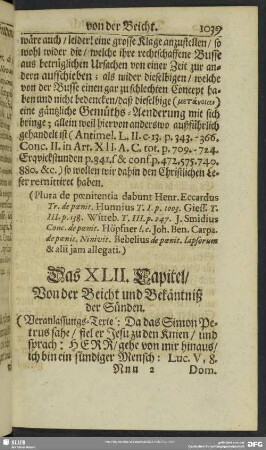 Das XLII. Capitel, Von der Beicht und Bekäntniß der Sünden