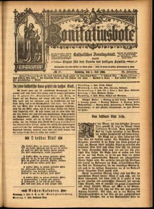 Erste Ausgabe vom Sonntag, den 02. Juli 1905.