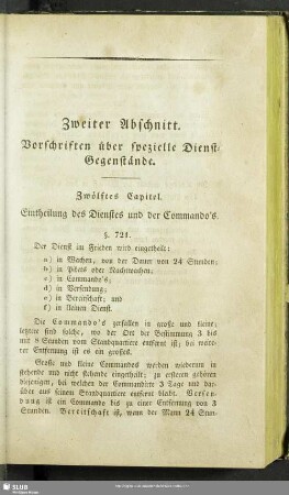 Zweiter Abschnitt. Vorschrift über spezielle Dienst-Gegenstände