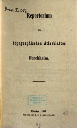 Repertorium des topographischen Atlasblattes Forchheim