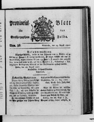 Num. 35, Ausgabe vom 29. August 1821