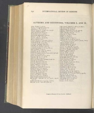 Authors and reviewers, volumes I. and II