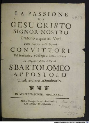 La Passione di Gesú Cristo Signor Nostro