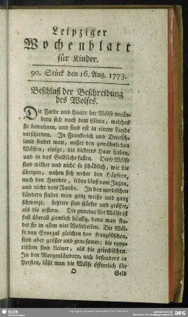 90. Stück den 16. Aug. 1773