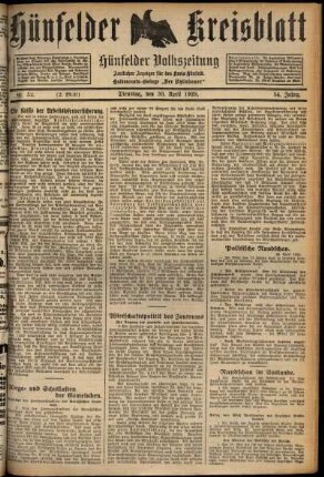 Zweite Ausgabe vom Dienstag, den 30. April 1929.