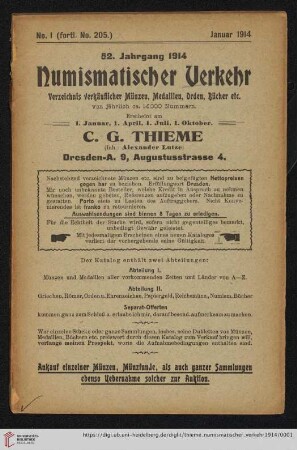 Numismatischer Verkehr: Verzeichnis verkäuflicher Münzen, Medaillen, Orden, Bücher etc.: Nr. 205-207