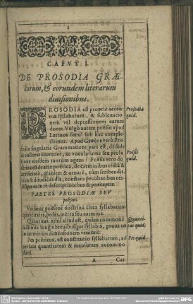 Caput I: De Prosodia Graecorum, & eorundum literarum diuisionibus
