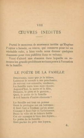VIII Oeuvres Inedites