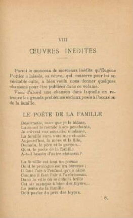 VIII Oeuvres Inedites