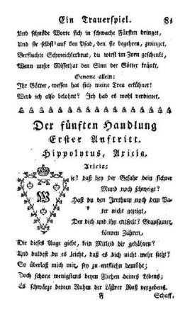 Der fünften Handlung [...] Auftritt.