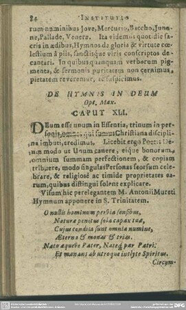 Caput XLI. De Hymnis in Deum Opt. Max.