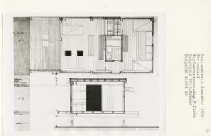 Feriendorf (Diplomarbeit bei Willy Kreuer): Bungalow, Grundriss und Schnitt 1:20