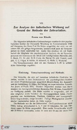 Zur Analyse der ästhetischen Wirkung auf Grund der Methode der Zeitvariation, [1]