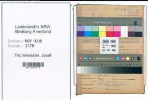 Entnazifizierung Josef Thommessen , geb. 25.05.1900 (Verw.Angestellter)