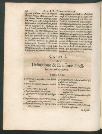 Caput I. De Definitione & Divisione subditorum in Germania.