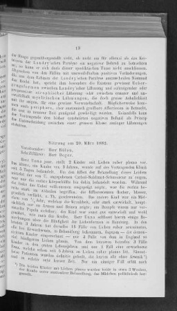 Sitzung vom 20. März 1882.