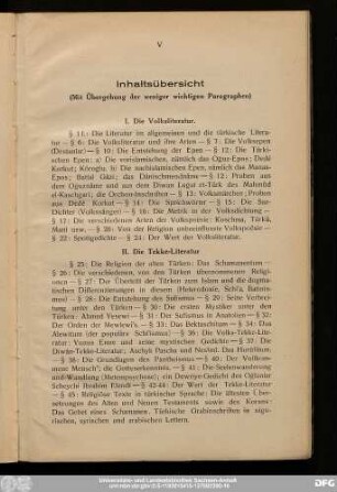 Inhaltsübersicht (Mit Übergehung der weniger wichtigen Paragraphen)
