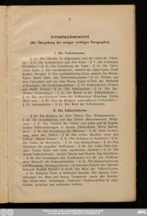 Inhaltsübersicht (Mit Übergehung der weniger wichtigen Paragraphen)