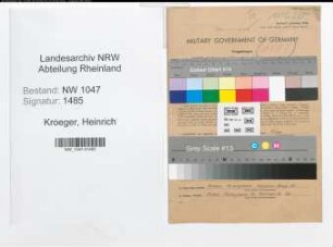 Entnazifizierung Heinrich Kroeger , geb. 07.02.1900 (Lehrer)