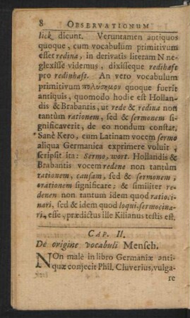 Cap. II. De origine vocabuli Mensch.