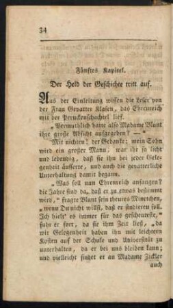 Fünftes Kapitel. Der Held der Geschichte tritt auf.