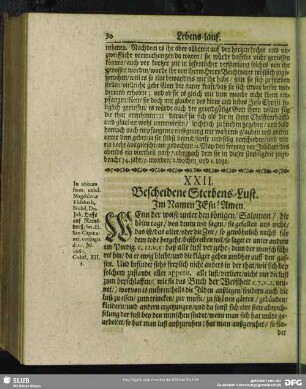 XXII. Bescheidene Sterbens-Lust