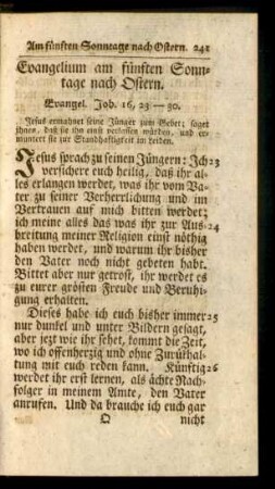 Evangelium am fünften Sonntage nach Ostern