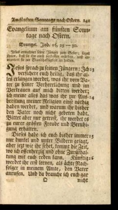 Evangelium am fünften Sonntage nach Ostern
