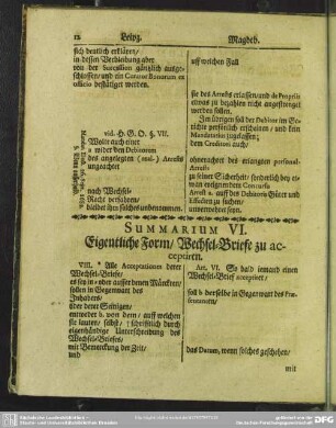 Summarium VI. Eigentliche Form, Wechsel-Briefe zu acceptiren