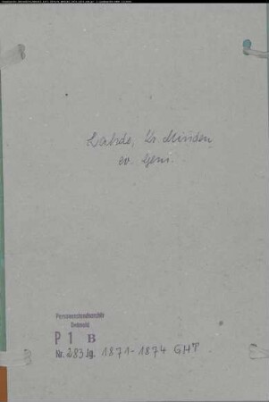 Kirchenbuchduplikat der evangelischen Gemeinde Lahde, Kreis Minden (GHT 1871-1874) (Gemeinde: Evangelische Gemeinde Lahde)