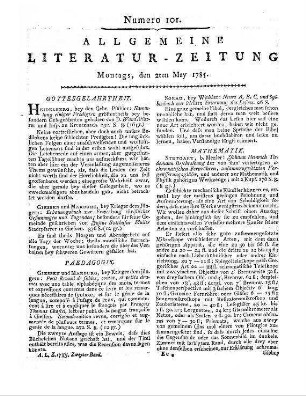 Wundt, D. L.: Sammlung einiger Predigten, größtentheils bei besondern Gelegenheiten gehalten. Heidelberg: Pfähler [1784]
