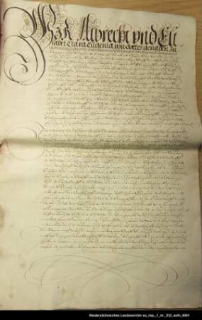 Erzherzog Albrecht von Österreich und die Infantin Elisabeth Clara Eugenia von Spanien bestätigen den eingerückten Berumschen Vergleich vom 28. Januar 1600 Ausstellungsort: Brüssel Anhängendes Siegel erhalten; 2 Unterschriften