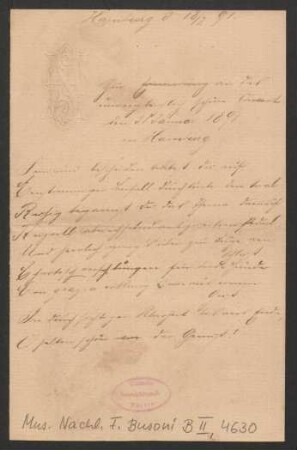 Brief an Ferruccio Busoni : 18.02.1891