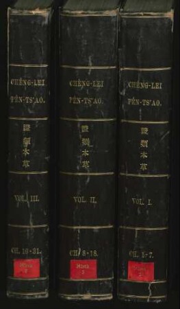 CHÊNG-LEI-PÊN-T'SAO 證類本草 : VOL. I (CH .1-7), VOL. II (CH. 8-18), VOL. III (CH. 19-31)