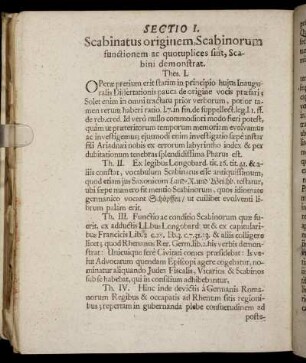 Sectio I. Scabinatus originem, Scabinorom functionem ac quotuplices sint, Scabini demonstrat.