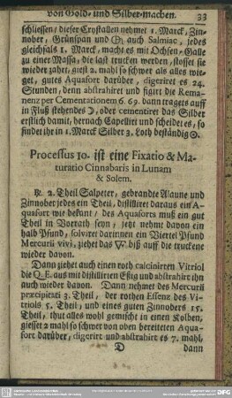 Processus [20.] ist eine Fixatio & Maturatio Cinnabaris in Lunam & Solem
