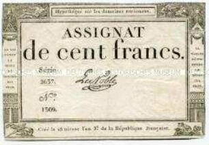 Frankreich, Assignat 100 Francs
