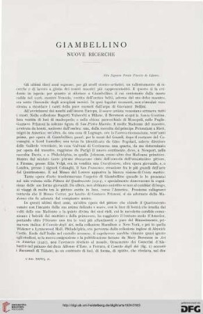 27: Giambellino : nuove ricerche