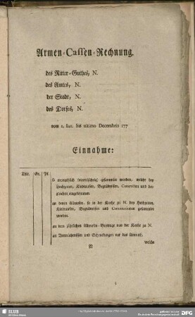 Armen-Cassen-Rechnung