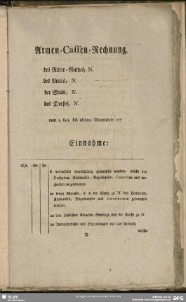 Armen-Cassen-Rechnung