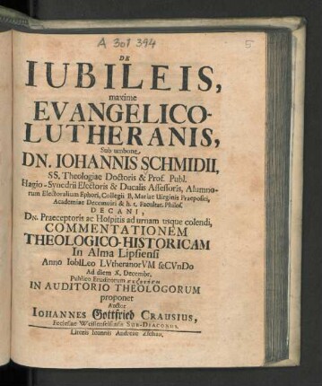 De Iubileis, maxime Evangelico-Lutheranis