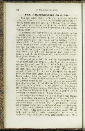 VII. Zusammensetzung der Kräfte
