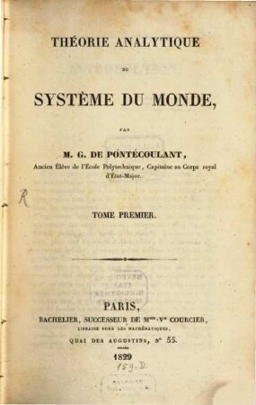 Théorie analytique du système du monde, 1