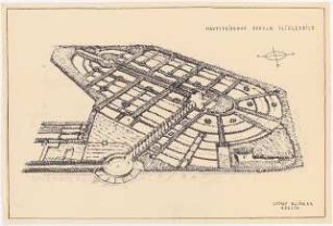 Friedhof, Oppeln: Perspektivische Ansicht (Vogelschau)