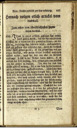 Hernach volgen etlich artickel vom diebstall.