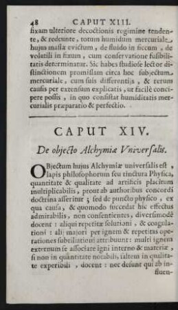 Caput XIV. De obiecto Alchymiae Universalis